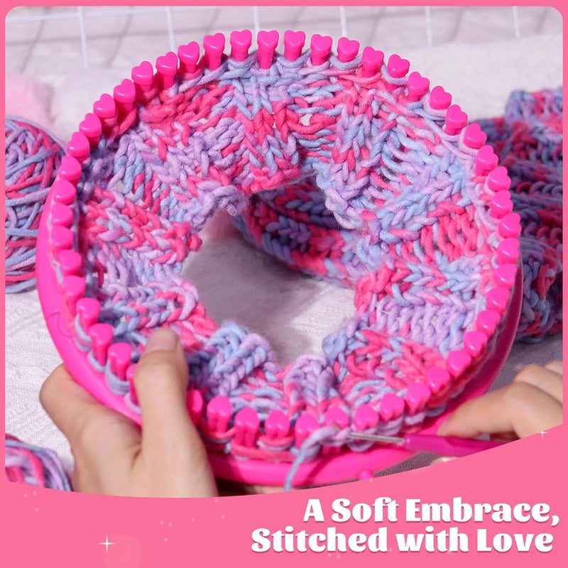PREBOX Knitting Loom Craft Kit for Kids & Beginners - Create Hat & Scraf with Yarn, Hook Needle, Ideal Birthday Christmas Gifts for Teens Girls Age 6-8 8-12 14+, Rose Loom - Image 5